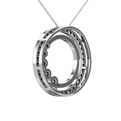 14Kt White Gold 0.40 Ct Genuine Natural Diamond Open Circle Design Pendant Necklace