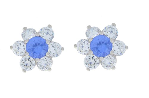 3 Ct Tanzanite & White Topaz Stud Earrings .925 Sterling Silver