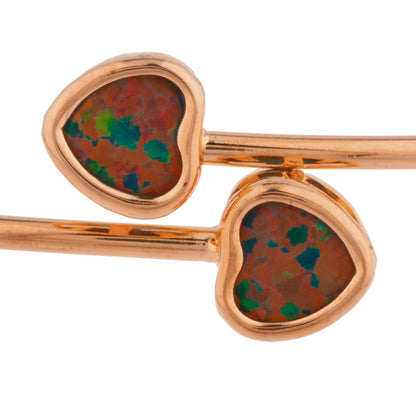 14Kt Rose Gold Plated Black Opal Heart Bezel Bangle Bracelet