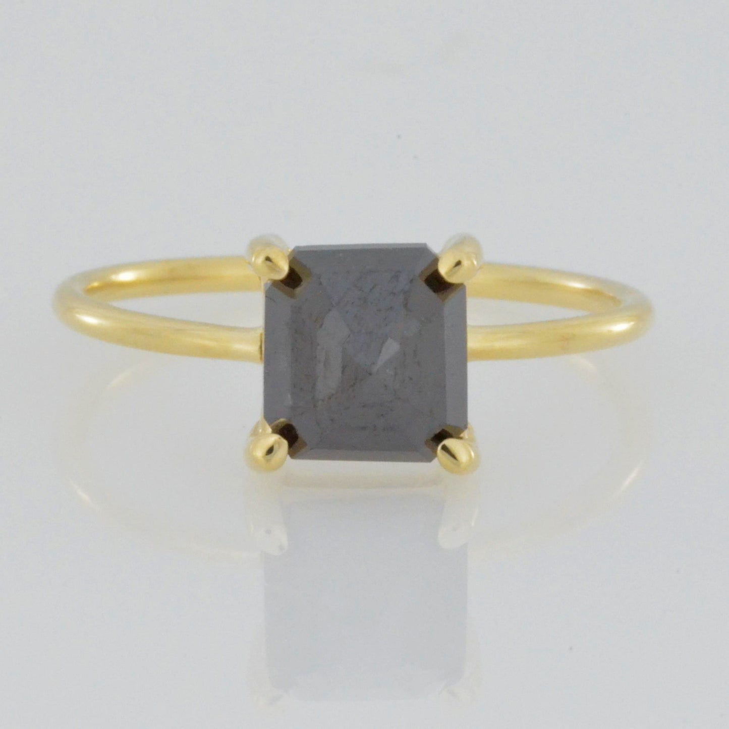 14Kt Gold 1.63 Ct Natural Rose Cut Black Diamond Ring