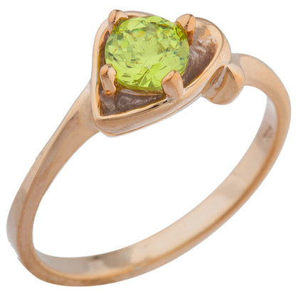 14Kt Gold Peridot Round Heart Ring