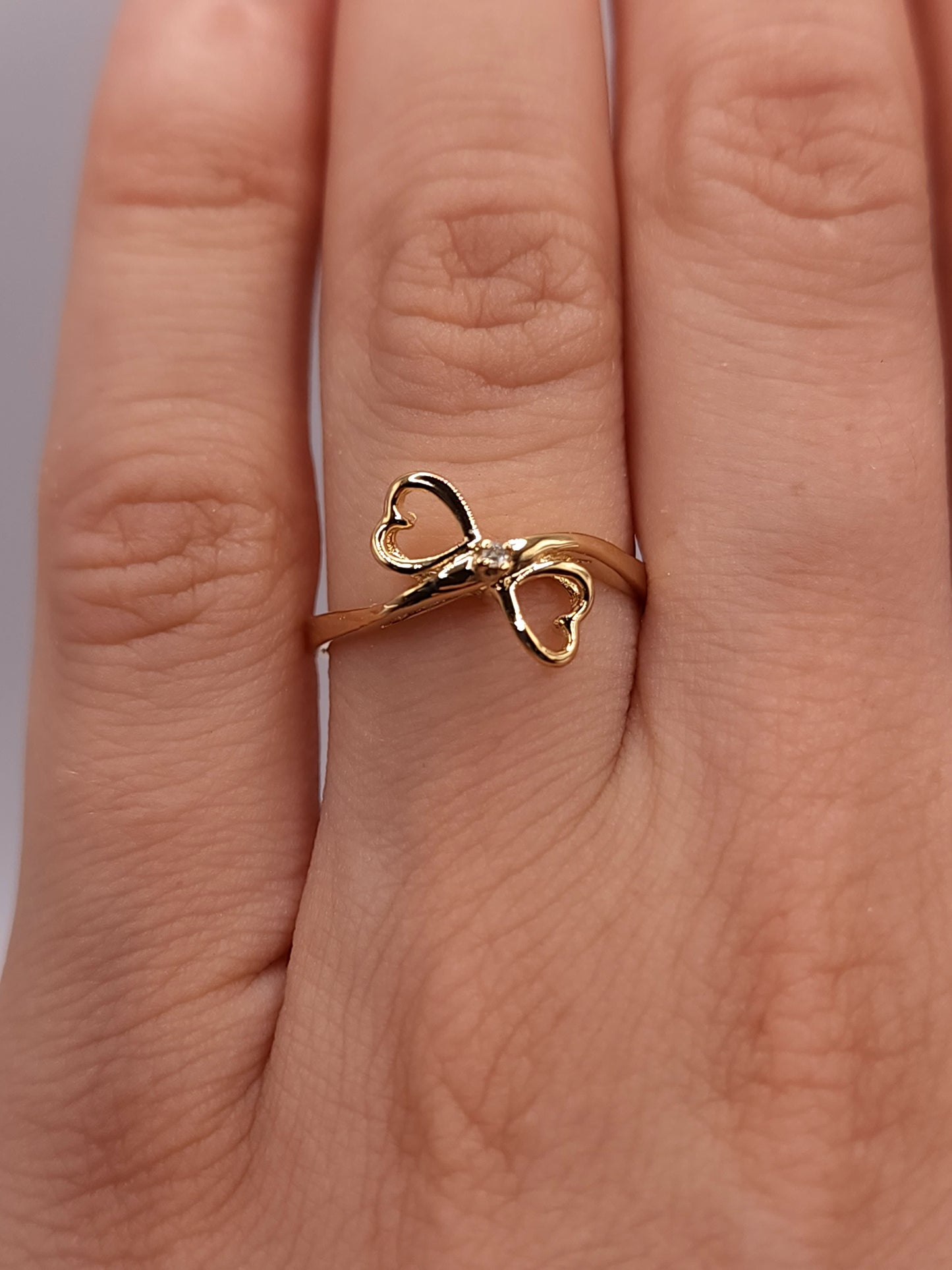 14Kt Gold Genuine Natural Diamond Double Heart Ring