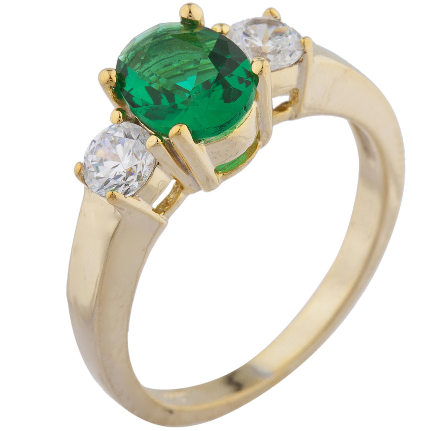 14Kt Gold 2 Ct Emerald & Zirconia Oval Ring