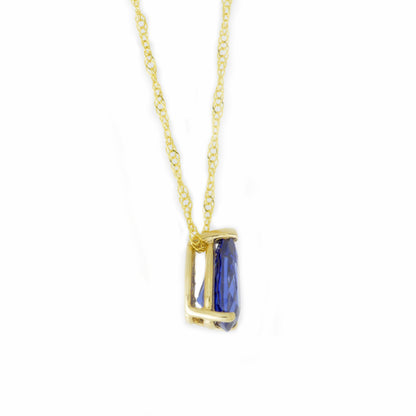 14Kt Gold Tanzanite Teardrop Pendant Necklace