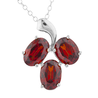 4.5 Ct Garnet Oval Design Pendant .925 Sterling Silver