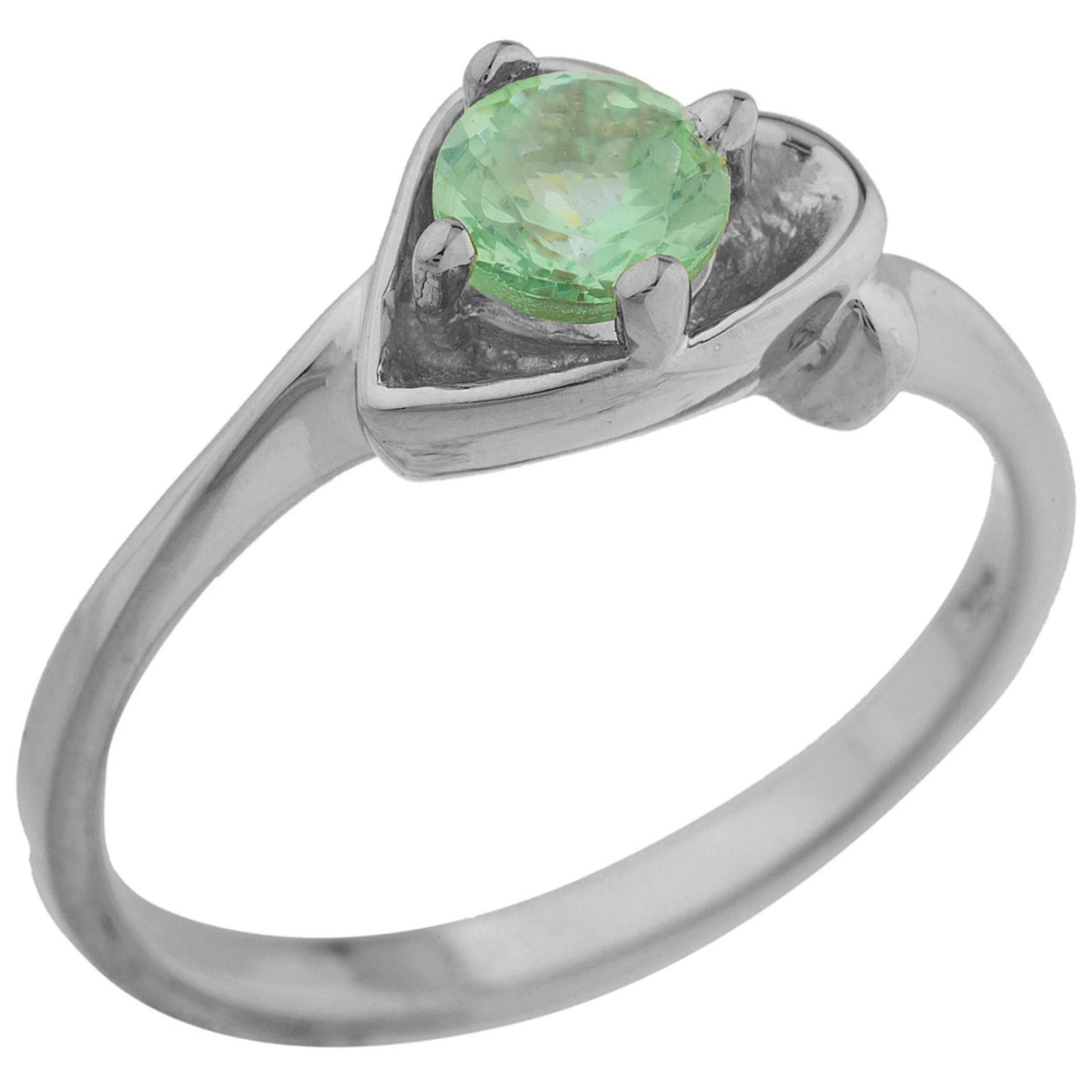 14Kt Gold Green Sapphire Round Heart Ring