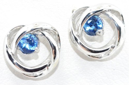 3mm Blue Sapphire Round Stud Earrings .925 Sterling Silver