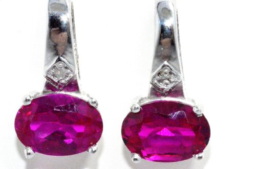 2 Ct Ruby Oval Diamond Stud Earrings .925 Sterling Silver