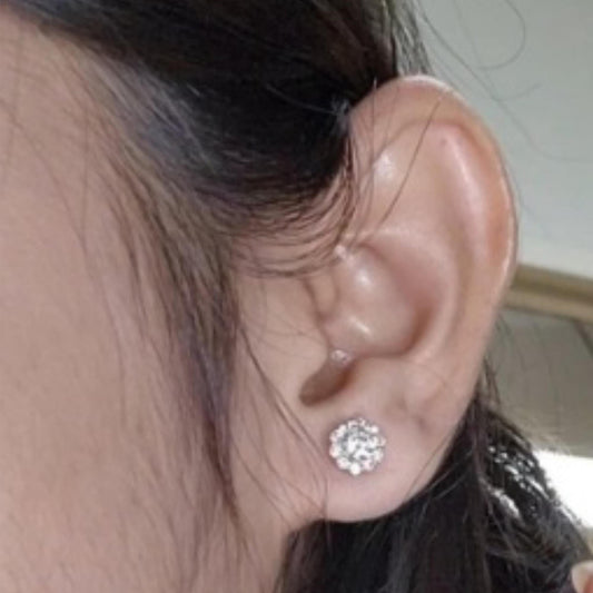 14Kt Gold 1 Ct Genuine Natural Diamond Halo Stud Earrings