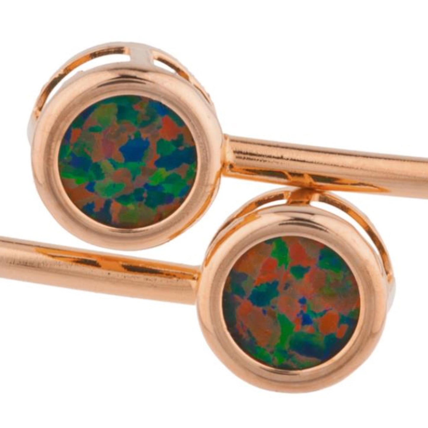 14Kt Rose Gold Plated Black Opal Round Bezel Bangle Bracelet