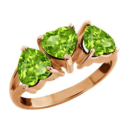 3 Ct Peridot Heart Ring 14Kt Rose Gold Plated