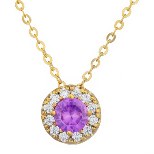 14Kt Gold 0.50 Ct Pink Sapphire Halo Design Pendant Necklace