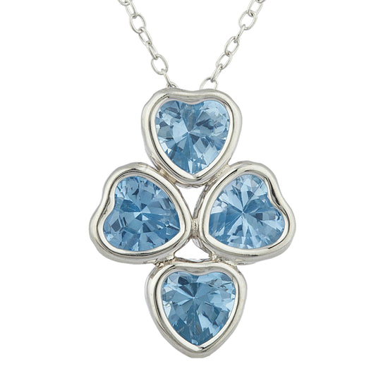 Blue Topaz Heart Bezel Pendant .925 Sterling Silver