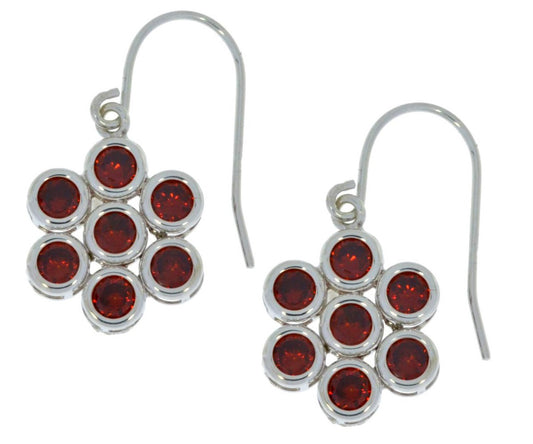 3.5 Ct Garnet Round Bezel Dangle Earrings .925 Sterling Silver