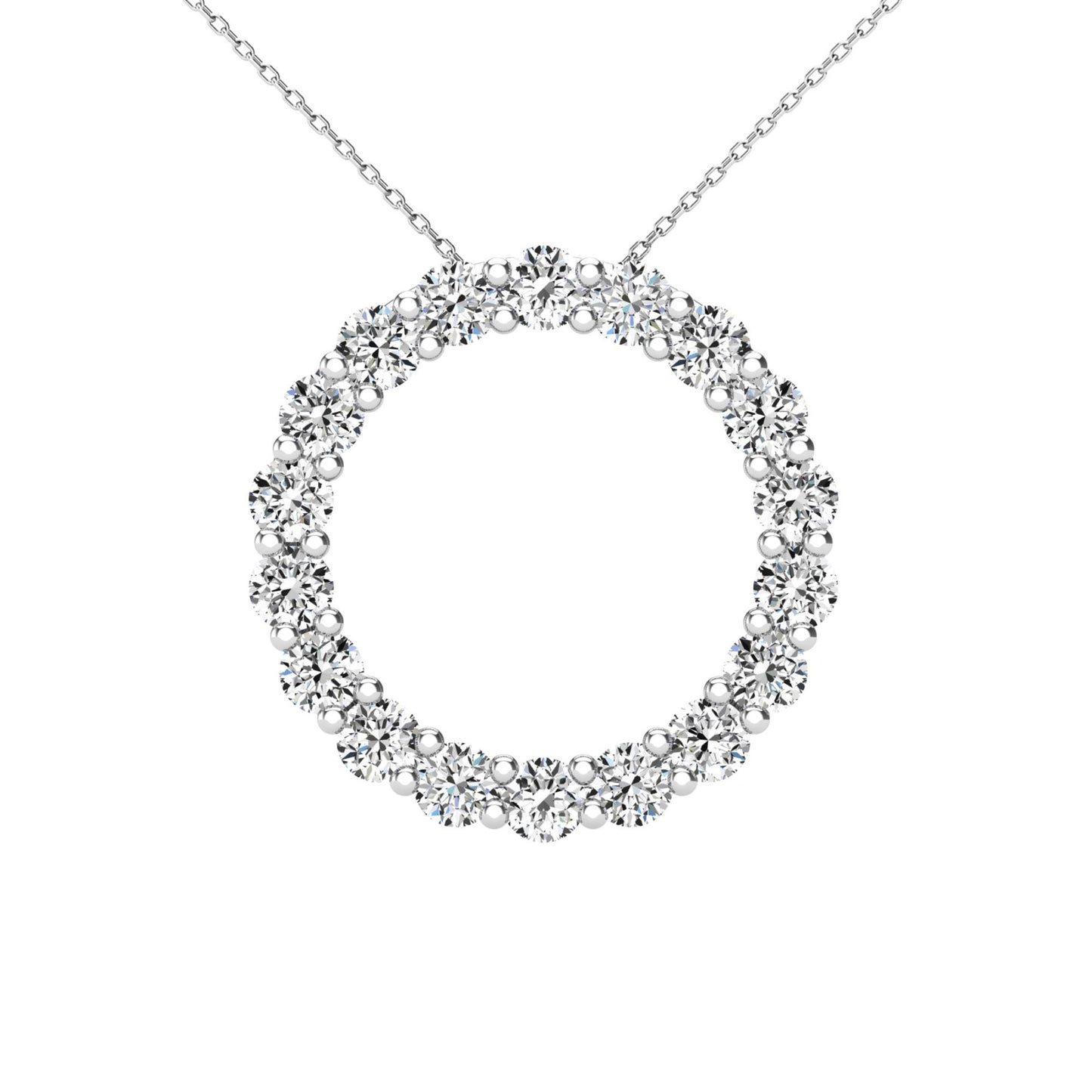 14Kt White Gold 0.40 Ct Genuine Natural Diamond Round Circle Design Pendant Necklace