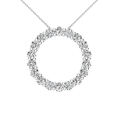 14Kt White Gold 0.40 Ct Genuine Natural Diamond Round Circle Design Pendant Necklace