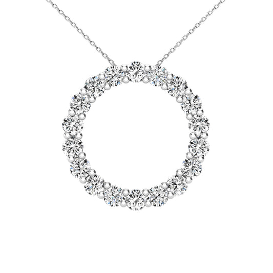 14Kt White Gold 0.40 Ct Genuine Natural Diamond Round Circle Design Pendant Necklace