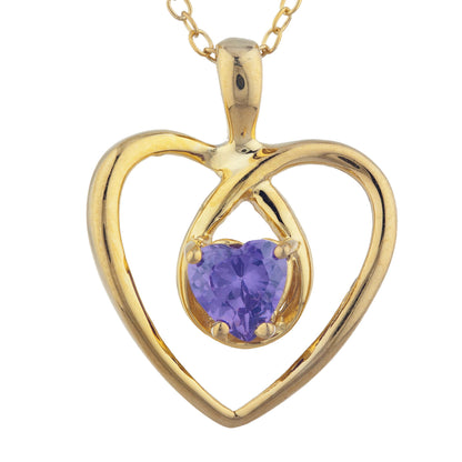 14Kt Gold Alexandrite Heart Design Pendant Necklace