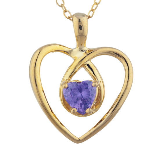 14Kt Gold Alexandrite Heart Design Pendant Necklace