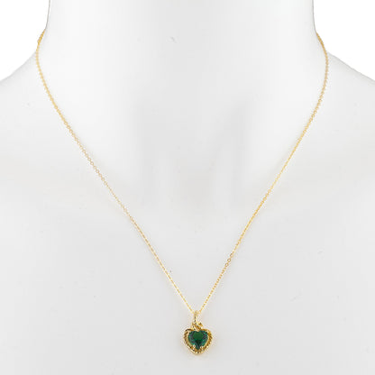 14Kt Yellow Gold Plated Emerald Heart Design Pendant