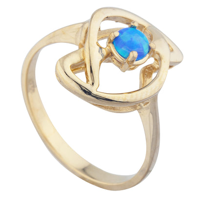 14Kt Gold Blue Opal Infinity Design Ring