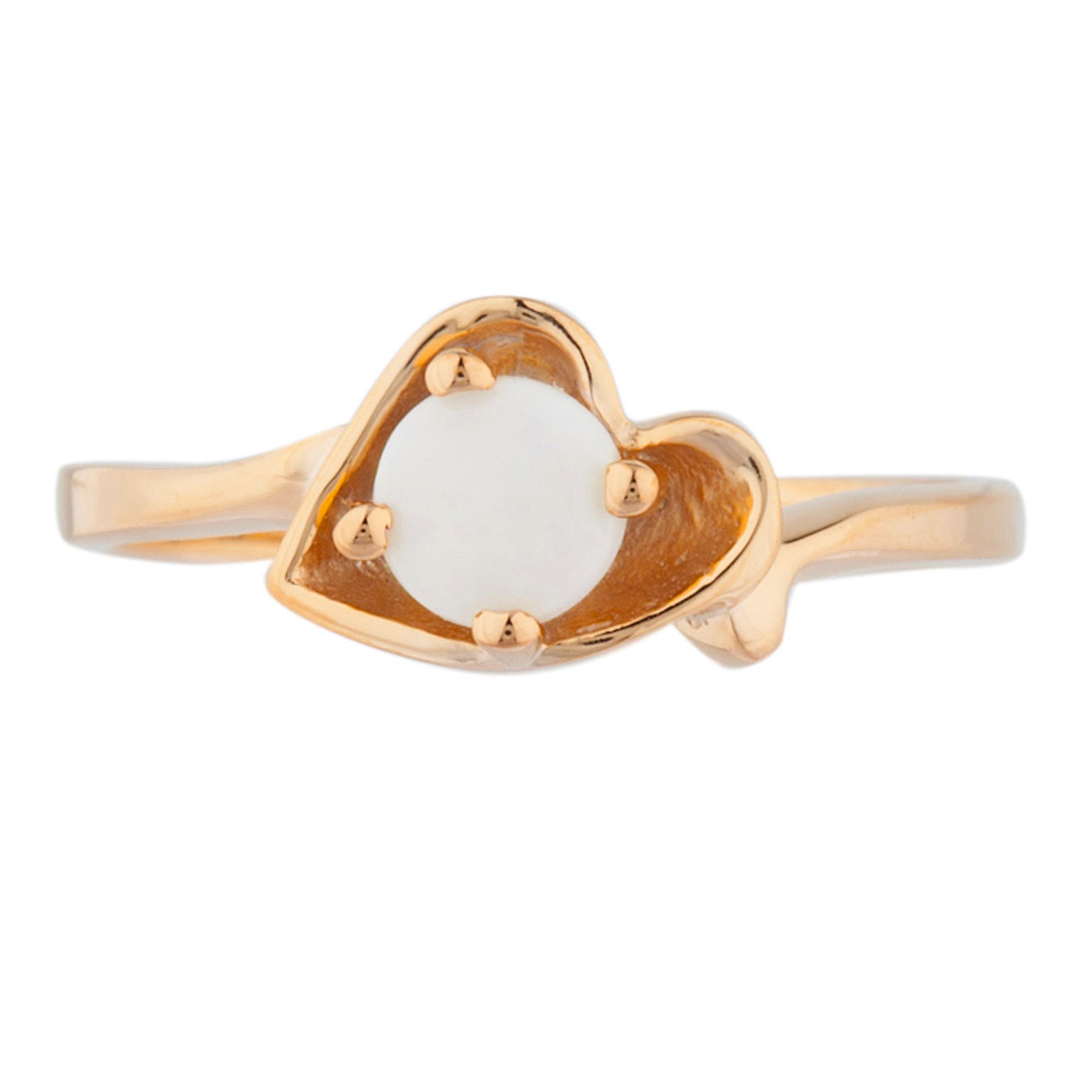 14Kt Gold Genuine Opal Round Heart Ring