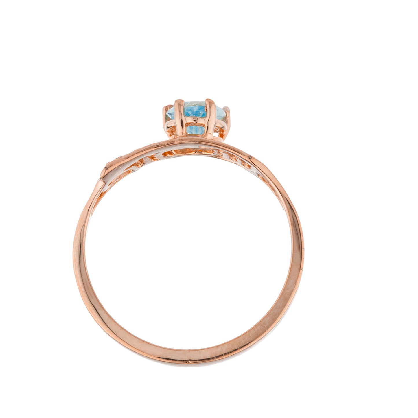 14Kt Gold Blue Topaz & Diamond Heart Mom Ring