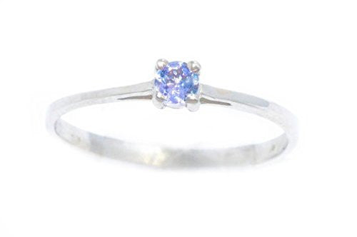 3mm Genuine Tanzanite Round Ring .925 Sterling Silver Rhodium Finish