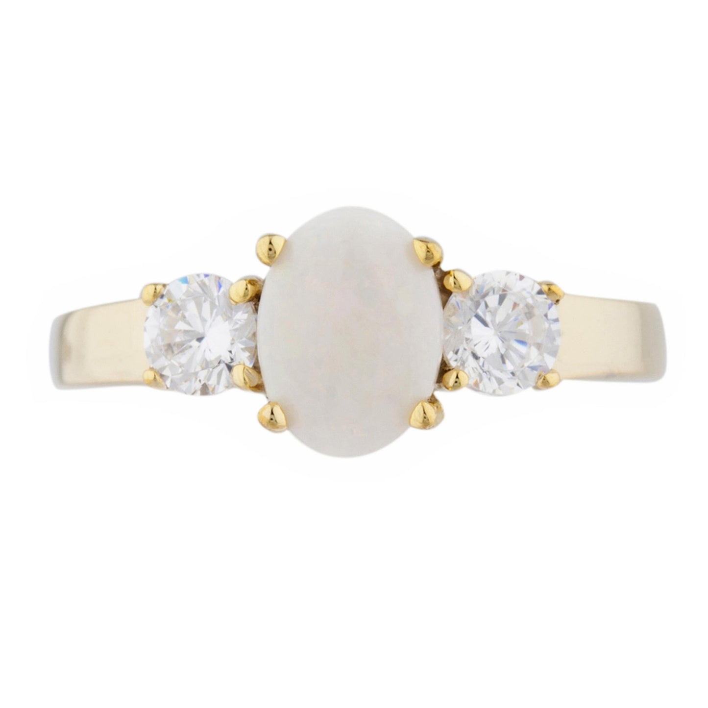 14Kt Gold Genuine Opal & Zirconia Oval Ring