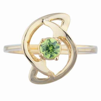 14Kt Gold Peridot Infinity Design Ring