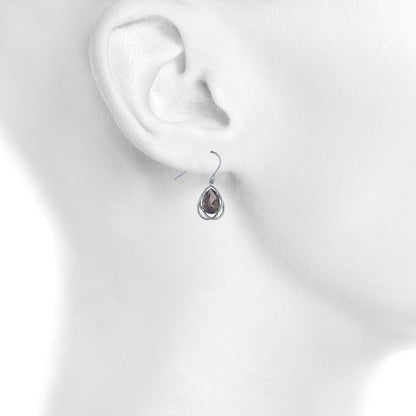 4 Ct Genuine Smoky Topaz Pear Teardrop Design Dangle Earrings .925 Sterling Silver