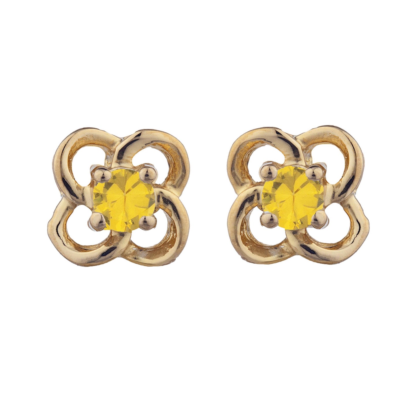 14Kt Gold Yellow Citrine Love Knot Stud Earrings