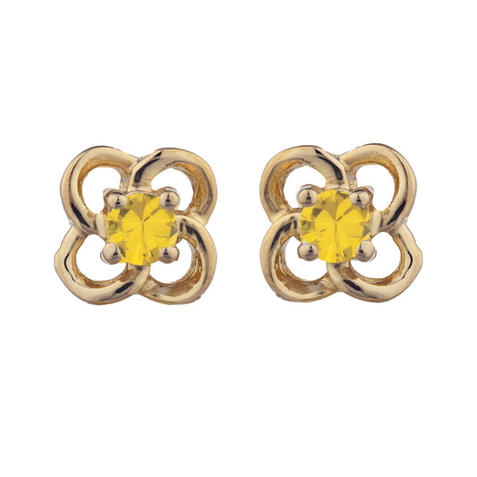 14Kt Gold Yellow Citrine Love Knot Stud Earrings