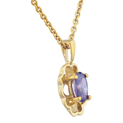 14Kt Yellow Gold Plated Alexandrite Oval Design Pendant