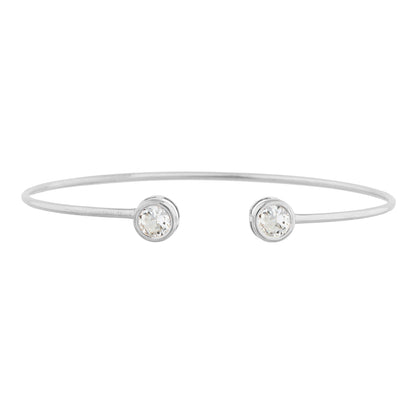 2 Ct Cubic Zirconia Round Bezel Bangle Bracelet .925 Sterling Silver