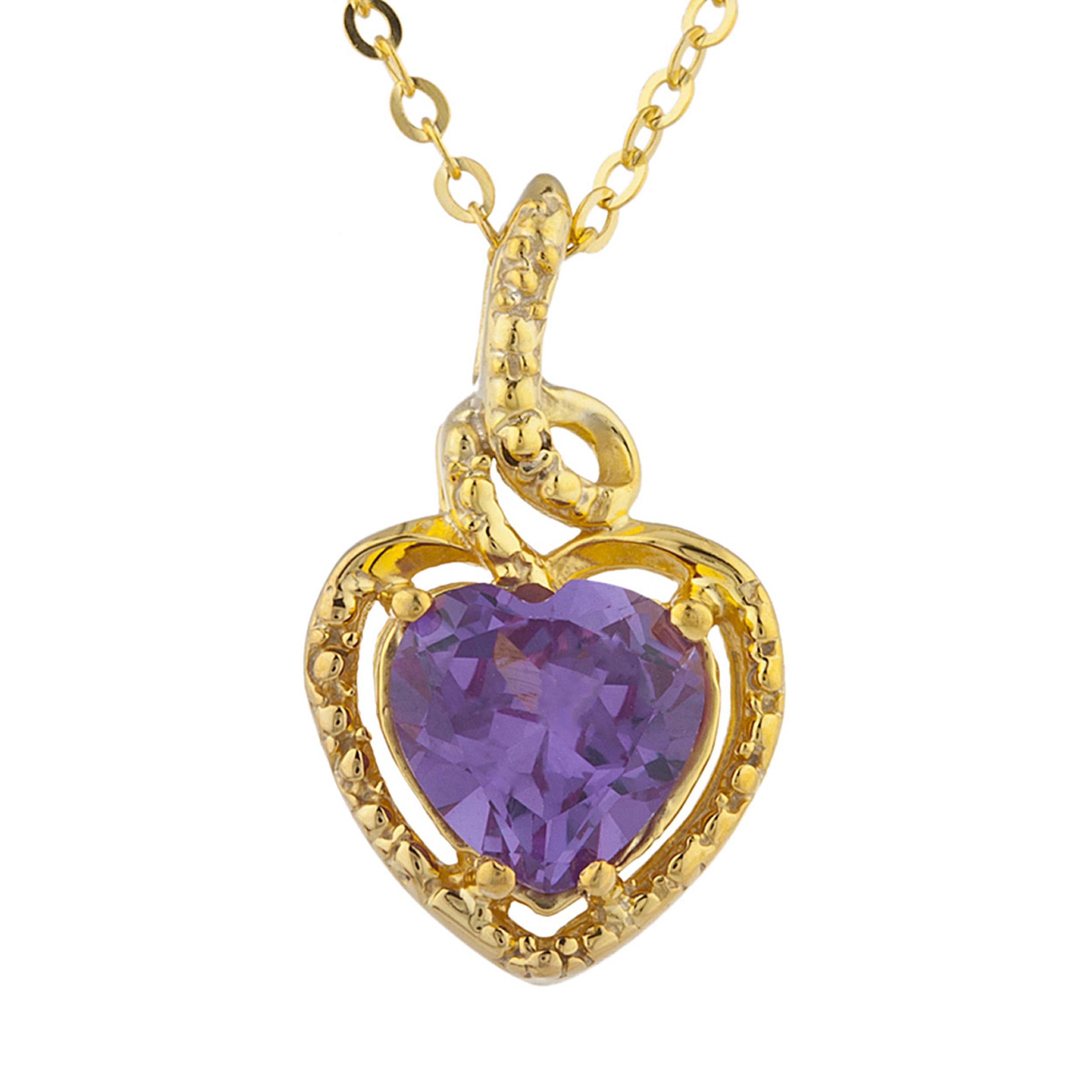 14Kt Gold Alexandrite Heart Design Pendant Necklace