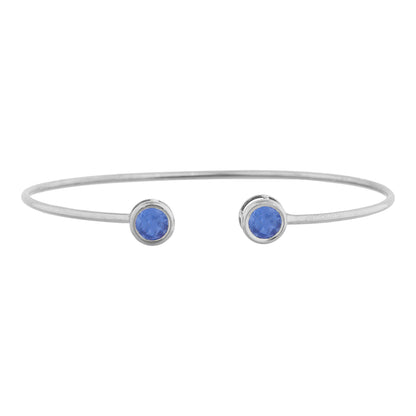 2 Ct Tanzanite Round Bezel Bangle Bracelet .925 Sterling Silver