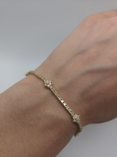 14Kt Gold 2.06 Ct Genuine Natural Diamond Flower Tennis Bracelet