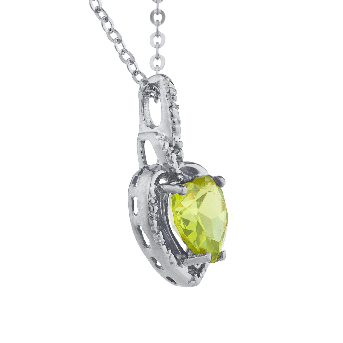 1.5 Ct Peridot Heart Design Pendant .925 Sterling Silver