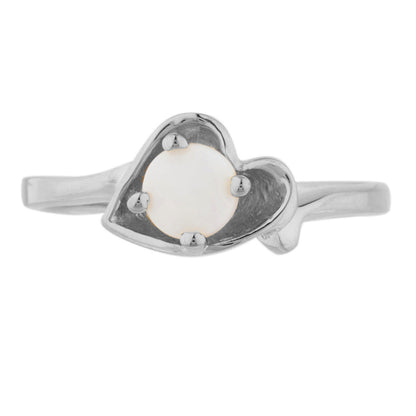 14Kt Gold Genuine Opal Round Heart Ring