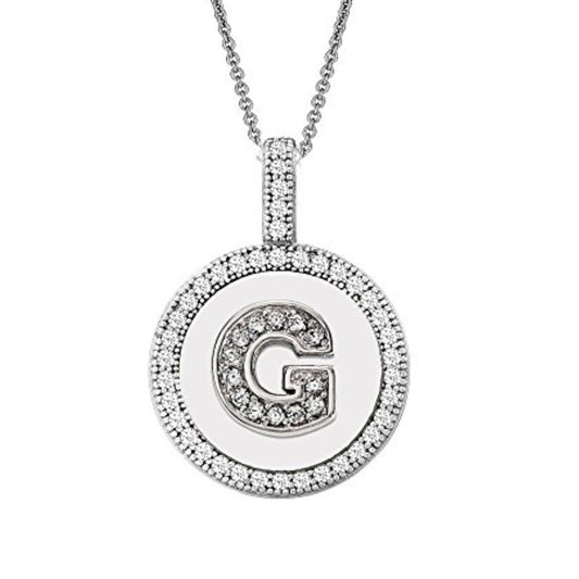 Letter G Micro Pave Initial CZ Pendant .925 Sterling Silver