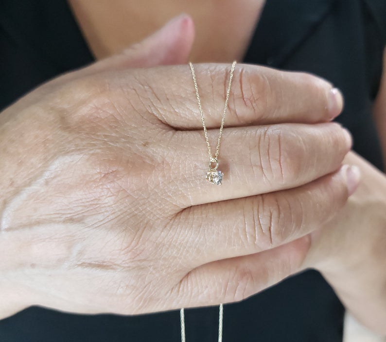 14Kt Gold 0.20 Ct Genuine Natural Diamond Pendant Necklace