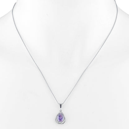 2 Ct Amethyst Pear Teardrop Design Pendant .925 Sterling Silver