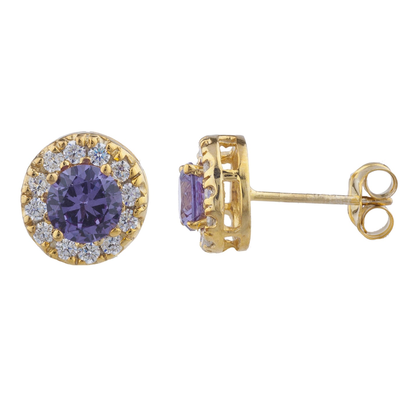 14Kt Gold 1 Ct Alexandrite Halo Design Stud Earrings