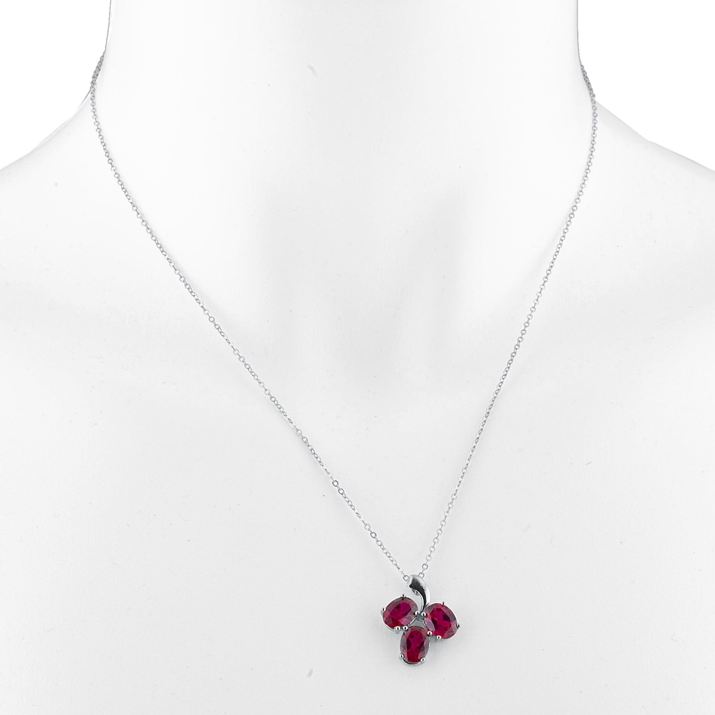 4.5 Ct Created Ruby Oval Design Pendant .925 Sterling Silver