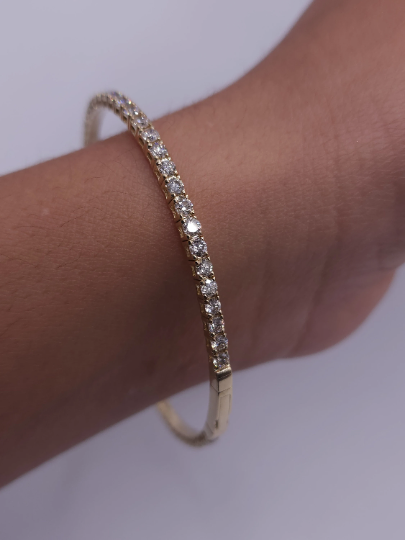 14Kt Gold 3.09 Ct Lab Grown Diamond Flexible Bangle