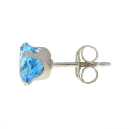 14Kt White Gold Blue Topaz Round Stud Earrings