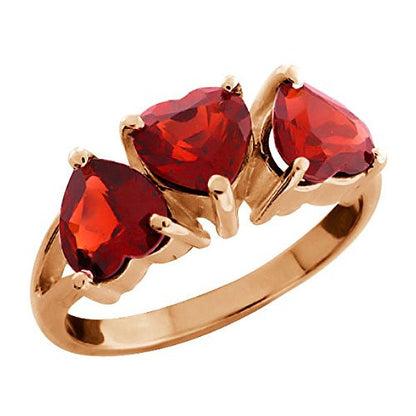 3 Ct Garnet Heart Ring 14Kt Rose Gold Plated