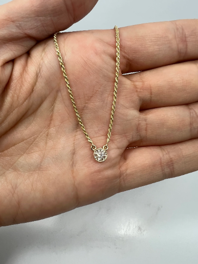 14Kt Gold 0.40 Ct Lab Created Diamond Pendant Necklace