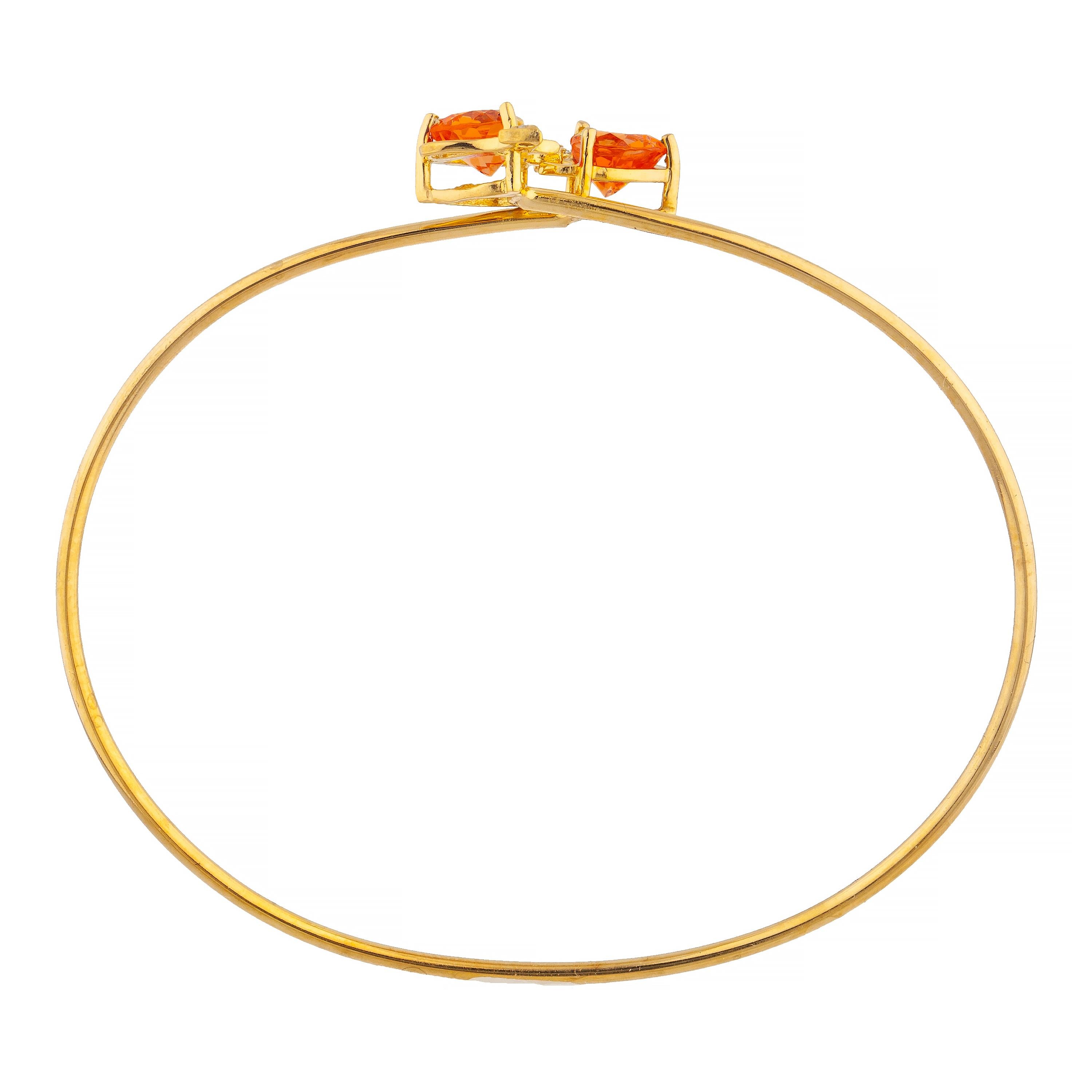 14Kt Gold Orange Citrine & Diamond Devil Heart Bangle Bracelet